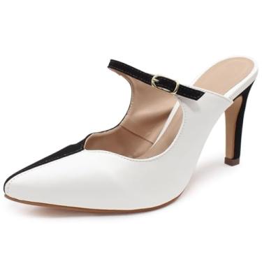 Imagem de Scarpin Mule Re&Ton Confortável Salto Alto Moderno SC15 (Branco Preto, BR, Adulto, Numérico, 39)