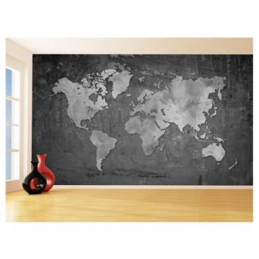 Imagem de Papel De Parede 3D Mapa Mundi Cimento Concreto 3,5M Nmu51 - Você Decor