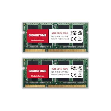 Imagem de 【Somente laptop DDR3】 Kit GIGASTONE 16GB (2x8GB) DDR3/DDR3L 1600MHz (1333MHz) PC3-12800 (PC3-10600) CL11 1,35V/1,5V 2Rx8 SODIMM 204 pinos sem buffer, sem ECC, alto desempenho Atualização da memória do