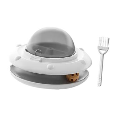 Imagem de Baoblaze Quebra-cabeça de comida para animais de estimação com bola de sino brinquedo elétrico interativo para gatos melhora o QI brinquedo interativo para, Branco