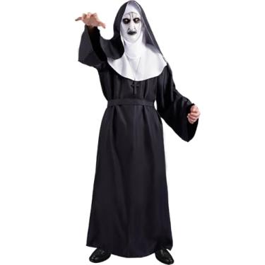 Imagem de Bapbog Fantasia de freira de Halloween feminina com máscara de freira assustadora preta assustadora fantasia de padre cosplay adulto, Freira, XXG