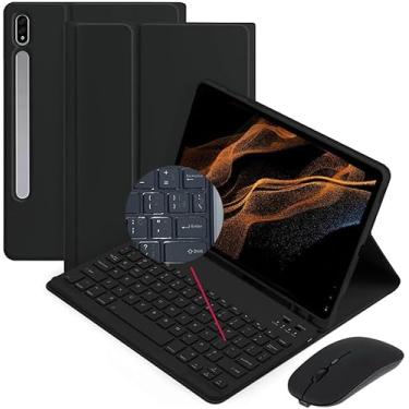Imagem de Capa para Galaxy S9/S9FE/S10FE SM-X710/X716B/X718U SM-X510/X516B/X518U 2023 com teclado, com teclado ABNT2 Bluetooth sem fio captado e magnético, suporte para S Pen, fólio (Preto)