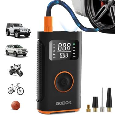 Imagem de Compressor de ar portátil para insuflador de pneu, compressor de ar sem fio de 160 PSI portátil com medidor de pressão, bomba de ar de enchimento 3 vezes mais rápida para pneus de carro, adequado para