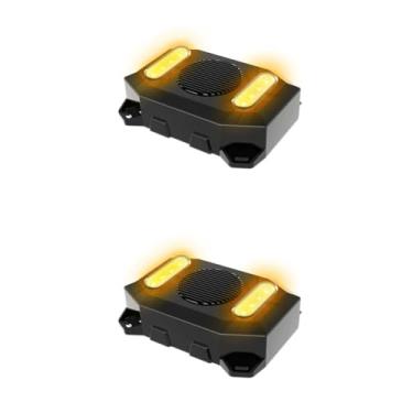 Imagem de YUESONIC Alarme reserva de ruído branco 12-24V e aviso de luz – Sistema de segurança de inversão de 97dB para caminhões e máquinas (2 peças)