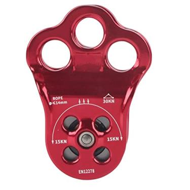 Imagem de Rolamento de escalada único de polia de escalada durável polia única polia de aviação alumínio escalada polia de três furos ao ar livre suave resistente para queda rápida Otros e
