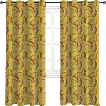 Imagem de Cortinas blecaute tropicais para quarto - isolamento térmico, economia de energia e redução de ruído, cortina de sombra superior com anel de redução de ruído trançado de três camadas, L 213 x C 272