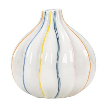 Imagem de predolo Vaso de cerâmica branco para flores, vaso decorativo moderno para flores secas, suporte para plantador para escritório, sala de estar, prateleira, Boca Pontuda