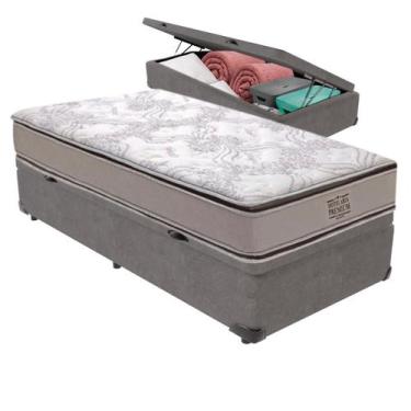Imagem de Cama Box Baú Colchão Four Season Molas V-tech 78x188x30, Cinza