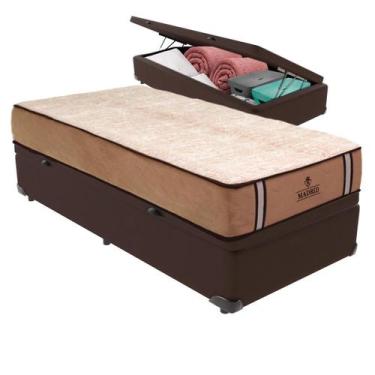 Imagem de Cama Box Baú e Colchão Madrid Molas V-tech 78x188x28, Marrom