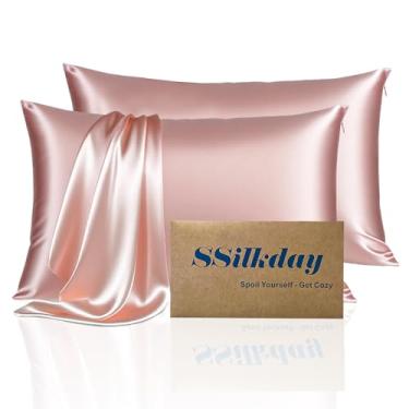 Imagem de Conjunto de 2 fronhas de seda de amoreira, tamanho Queen, ultramacias, macias, respiráveis, refrescantes para pessoas que dormem quentes, 2 fronhas de cetim de seda com zíper para cabelo e pele