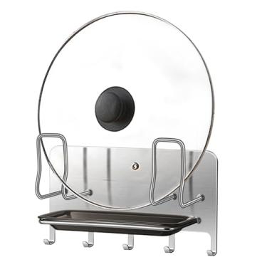 Imagem de Suporte Para Tampa De Panela,Suporte De Colher De Cozinha Em Aço Inoxidável Montado Na Parede - Apoio Colheres para Cozinha Restaurante Café Interior Gaveta Churrasqueira Balcão