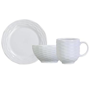 Imagem de Jogo de lanche em porcelana, Modelo Ondas, 12 peças, Germer, Branco