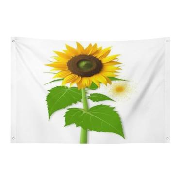 Imagem de Bandeira com quatro furos bandeiras para todos os climas bandeira decorativa impressa de girassol e erva daninha bandeiras de poliéster adequadas para uso interno e externo 89 x 159 centímetros