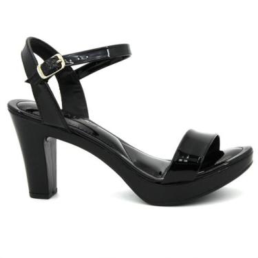 Imagem de Sandália Via Uno Salto Grosso Meia Pata 411004 Feminino, 38, Preto, Ve