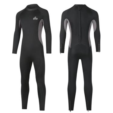 Imagem de DEHAI Roupa de mergulho masculina de neoprene de 5 mm, traje de banho térmico de corpo inteiro com zíper nas costas em água fria para nadar e surfar