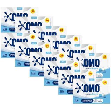 Imagem de Kit 12 Lava-Roupas em Pó Omo Puro Cuidado 1,6kg