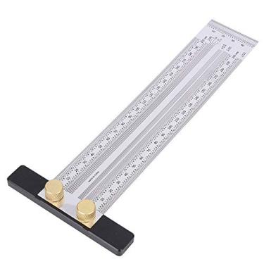 Imagem de Fafeicy Ferramenta de Marcação de Linha de Aço Inoxidável Em Escala de Alta Escala de Precisão para o Construtor de Engenheiros de 200 Mm (200mm de marcação do régua B sem caneta)