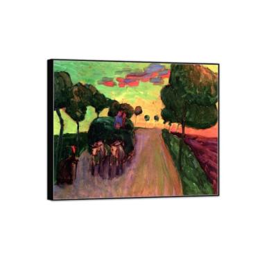 Imagem de MUHJDYC Impressão de pinturas famosas em tela - Estudo de vagão de feno - paisagem arte de parede imagem fina reprodução de pôster de arte decoração de casa moldura preta 20x25cm-8x10in