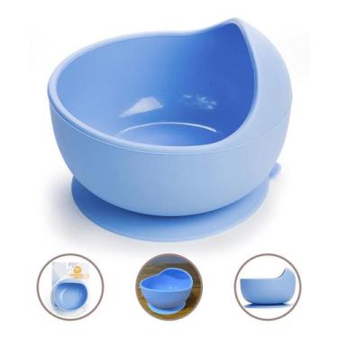 Imagem de Prato Fundo Bowl Ventosa Em Silicone Bebê Infantil - Azul - Mimo Style