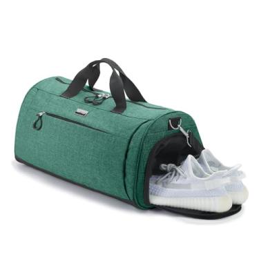 Imagem de TOPDesign Bolsa de ginástica para mulheres e homens, bolsa esportiva unissex com compartimento para sapatos e bolso molhado para viagens, esportes, academia, Verde texturizado, Medium, Academia