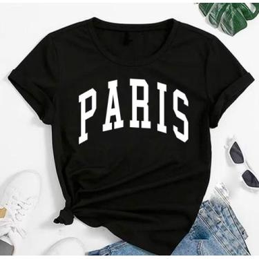 Imagem de Blusa T-shirt Linda Camiseta Feminina Paris Camisa - SEM MARCA, Preto,