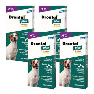 Imagem de Combo 4 Drontal Plus Para Cães 10Kg Elanco - 4 Comprimidos