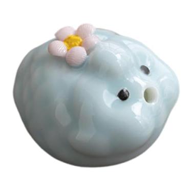 Imagem de Fenteer Mini estátua de peixe, enfeite de mesa, suporte para incenso, linda estatueta de cerâmica em miniatura, animal de estimação para chá, mesa de ioga, Azul