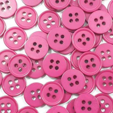 Imagem de Botões 4 Furos Brilhante Plástico ABS Rosa 11mm 44128 Botão Alfaiatari