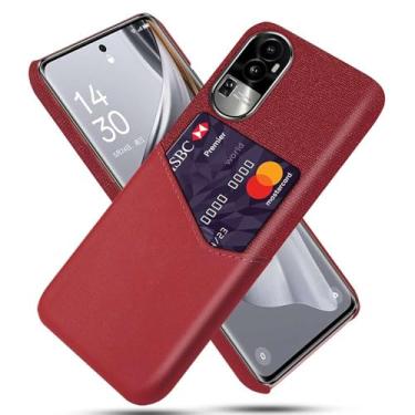 Imagem de Capa para OPPO Reno 10 Pro,Anti-deslizamento,Proteção contra quedas de 360°,Resistência à impressão digital,Tela e caso de couro PU com 1 slot de cartão atrás-Red