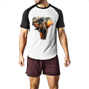 Imagem de Camiseta Raglan Elefante africano paisagem corporal - Alearts, GG
