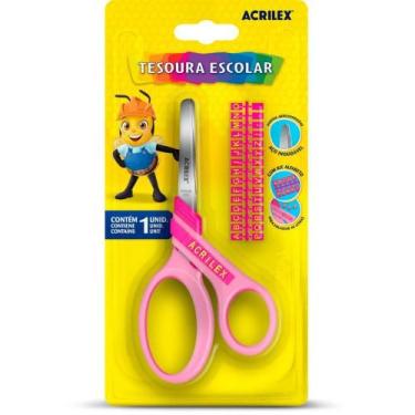 Imagem de Tesoura Escolar Letras Rosa Caixa com 12 Unidades - Acrilex