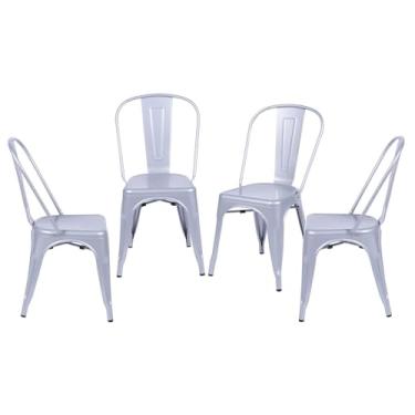 Imagem de Kit 4 Cadeiras para Sala de Jantar Retrô Cinza
