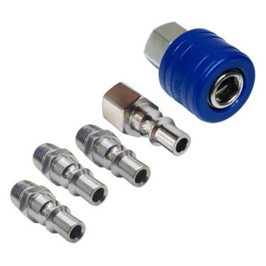 Imagem de Jogo Engate Rápido Compressor 1 4 Npt Kit 5 Peças Conectores - BRAMAIS