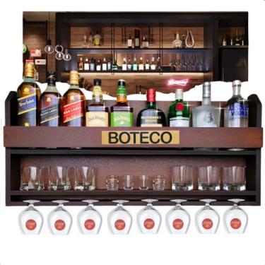 Imagem de Bar Barzinho Suspenso De Parede Adega Vinhos Bebidas 100x45cm Tabaco Fosco