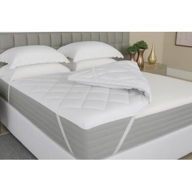 Imagem de Pillow Top Casal Branco Protetor Capa De Colchão Matelado Macio Manta Siliconada Tecido em Malha 400 fios