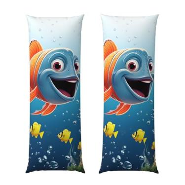 Imagem de Capa de travesseiro corporal com zíper oculto, fronha longa de microfibra macia e respirável para travesseiro corporal, capas de travesseiro de peixe sob o mar para dormir presente para cama 50 x 137