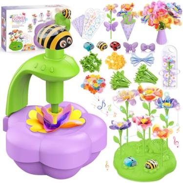 Imagem de Brinquedos de buquês de flores de tecido, kit de artes e artesanato DIY para crianças de 4 a 8 anos, brinquedo de atividade educacional pré-escolar, presentes de aniversário de Natal para meninas de 4