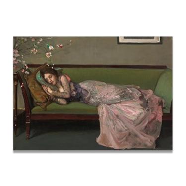 Imagem de The Green Sofa John Lavery Iconic Realist Portrait & War Scene Canvas Art – Decoração de parede irlandesa atemporal para casa 39,98 x 56 cm Un Framed