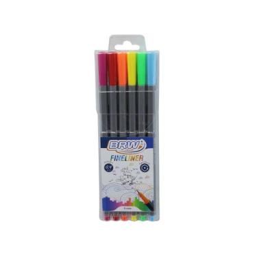 Imagem de Kit 6/12/16/18/24 Canetas Coloridas Ponta Fina Fineliner BRW 0.4mm