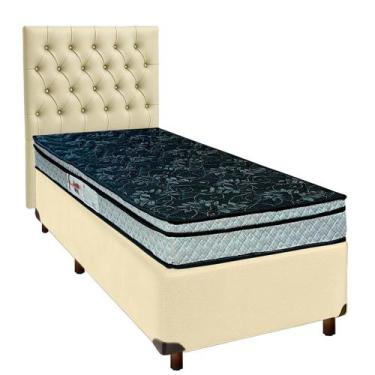 Imagem de Conjunto Cama Box Bege Solteiro + Colchão D28 Conforto Paropas + Cabec