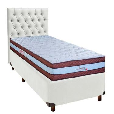 Imagem de Conjunto Cama Box Branco Solteiro + Colchão Molas Ensacadas Legaccy Pa