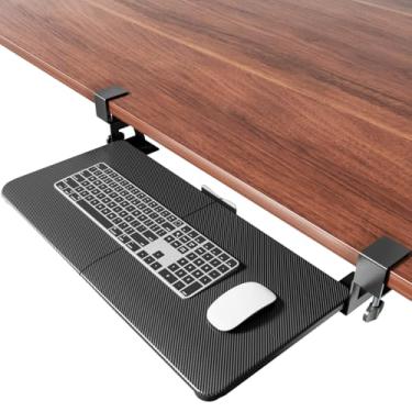 Imagem de NearHub Bandeja grande para teclado removível para debaixo da mesa com sistema de montagem de braçadeira C extra resistente, 26 polegadas (30 polegadas) incluindo braçadeiras) x plataforma