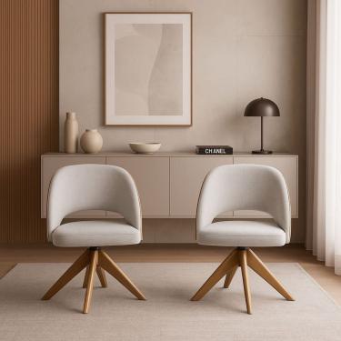 Imagem de Kit com 2 Poltronas Prada com Base Giratória em Madeira CorMel – Exclusiva