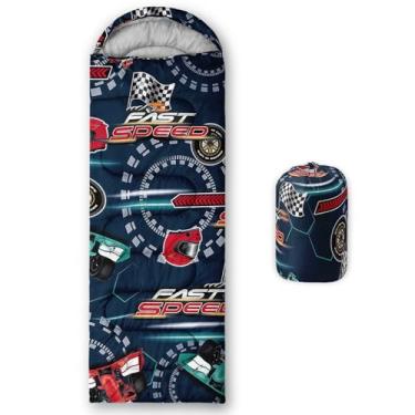 Imagem de Smell Sunshine Saco de dormir infantil para meninos e meninas, desenho animado de corrida de esportes radicais, leve, quente, portátil, uso interno, impermeável, resistente ao clima frio, saco de