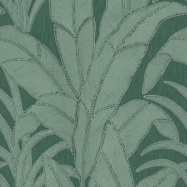 Imagem de Papel De Parede 10m Adesivo Verde Palmeira Linho Folhagem