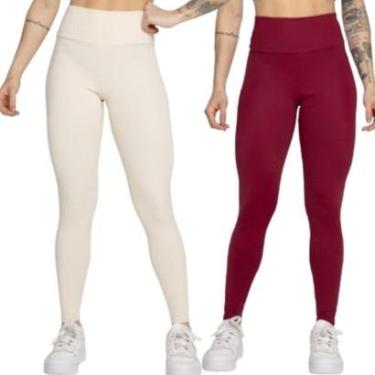 Imagem de KIT 2 Calça Legging Smart Serra e Mar Cós Alto Roupa Para Treino Academia Moda Fitness-Feminino