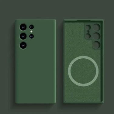 Imagem de Capa de proteção magnética de silicone líquido para Samsung Galaxy S24 Ultra, S23, S22, A15, A55, A35, A25, A54 5G, verde, para Samsung Galaxy S21 FE 5G