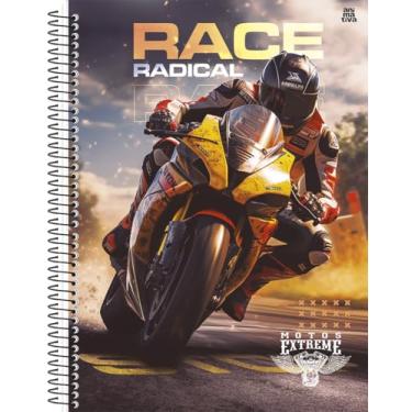 Imagem de Caderno Universitário Animativa, 10 Matérias, Capa Dura, Motos Extreme, 160 Folhas, Pacote com 4