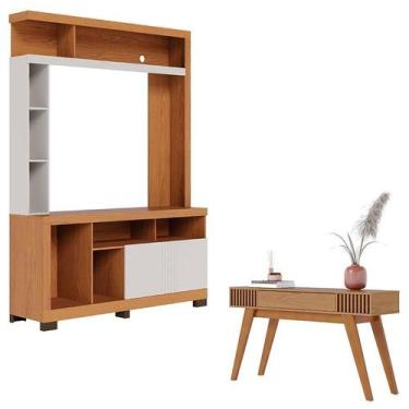 Imagem de Estante Home Theater Elba Freijó Off White Matte e Aparador Riviera Fr