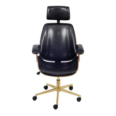 Imagem de Cadeira Presidente Bergen Giratória - Preta | Dourado Matte